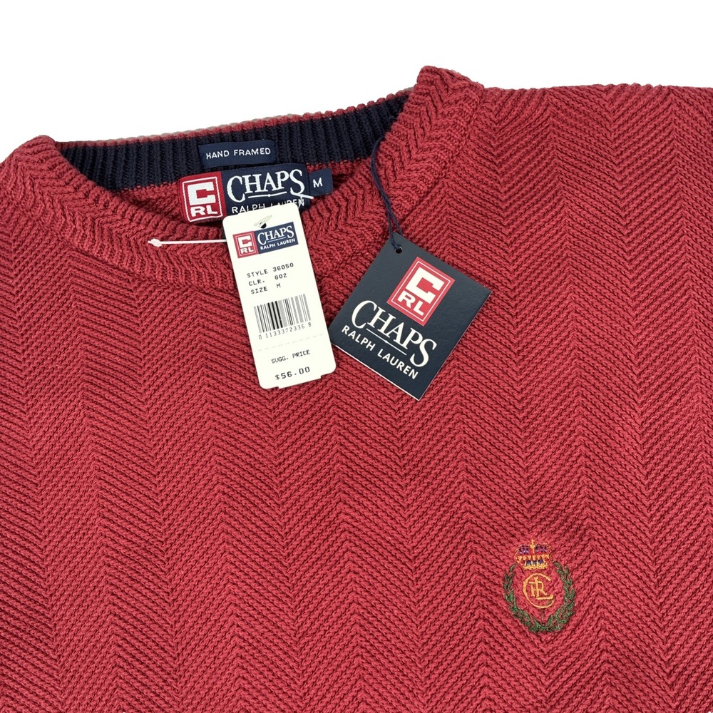 Vintage Y2K Mens Chaps Ralph Lauren Hand Framed Crewneck Sweater Size Medium NWT